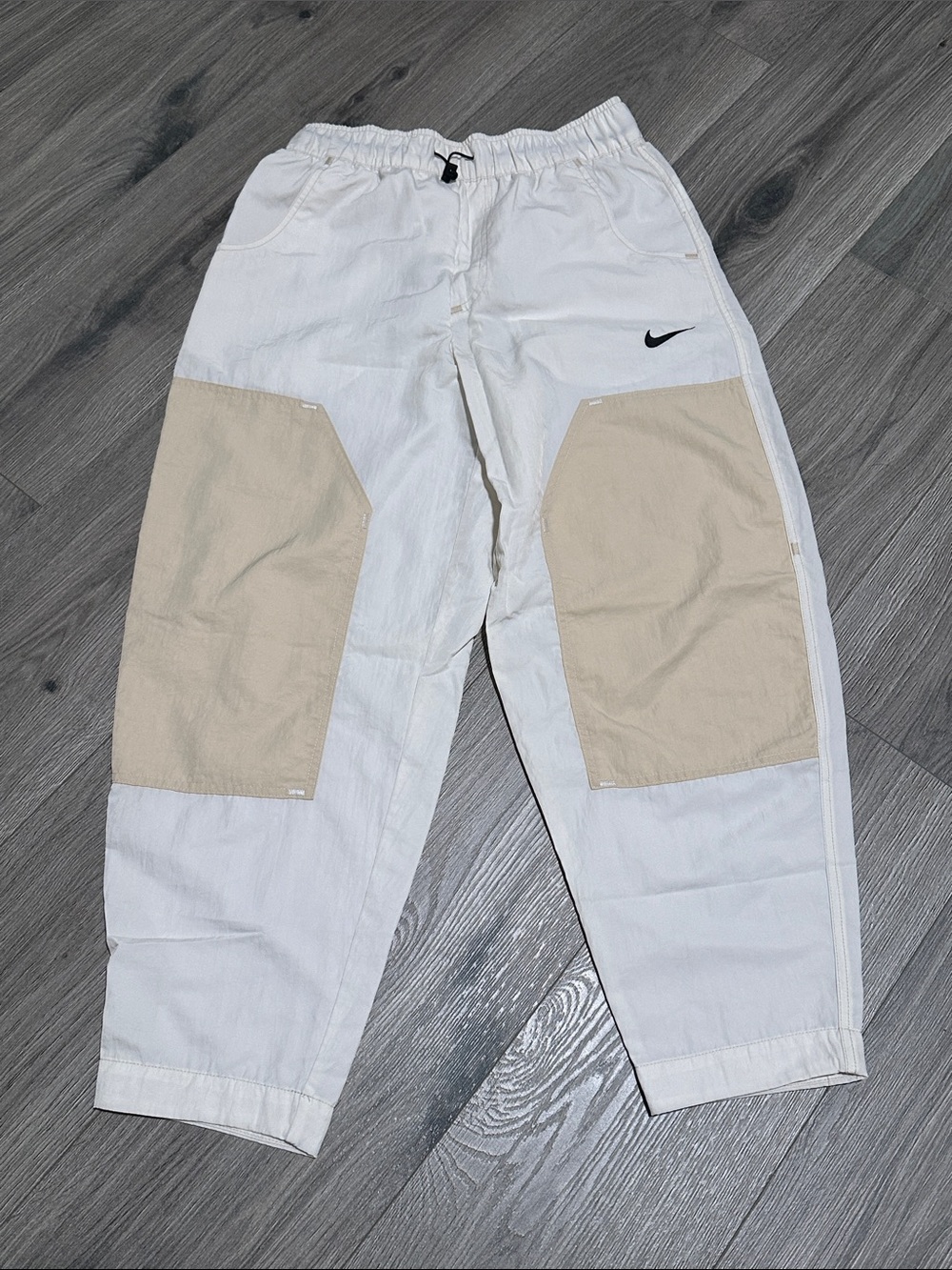 Nike White Cargo Pants with Tan Knee Panels